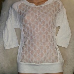Open sequin lace knit blouse